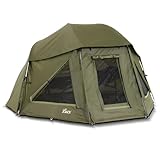 Lucx Wolf Brolly Schirmzelt für 1-2 Mann - wasserdichtes Angelzelt mit 10.000 mm Wassersäule, herausnehmbarer Bodenplane & Abnehmbarer Front - Karpfenzelt & Outdoor Shelter