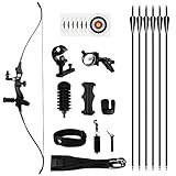 REAWOW Bogenschießset 35Lbs Recurvebogen Recurve Bogen Und Pfeil Set Laminiertes Glasfaserplatte Bambus Geschenk Für Bogenschießen Outdoor Aktivitäten Szenische