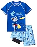 Angel season Jungen Badeanzug Kleinkind Rashguard Schwimmset Langarm Shirt mit Badehose Badeanzug UPF 50+ Bademode, Blue Summer Surf, 5-6 Jahre