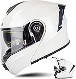 Integraler, Hochklappbarer Motorrad-Modularhelm, Coole Persönlichkeit, Integralhelm Für Roller, Herren- Und Damen-Motorradhelm, Motocross-Klapphelm Vorne, ECE-Geprüft C,XL=61-62CM