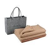 ACUSHLA Merino Wolldecke Merinowolle 160x200 cm - Kuscheldecke aus 80% Merino Schafwolle - Groß und Flauschige Decke Wolle Wolldecke perfekt als Sofadecke, Wohndecke oder Couchdecke Khaki