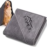 Hundehandtuch Große - 130x75cm Mikrofaser Handtuch Extra Saugfähig für Hunde, Hunde Bademantel mit Eingriffen Badehandtuch Ideal für Kleine, Mittelgroße & Große Hunde