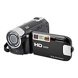 Videokamera-Camcorder, 16x 1080P 30FPS Vlogging-Kamerarecorder mit Drehbarem 2,7-Zoll-TFT-Bildschirm, Fülllicht, Eingebautem Lautsprecher, Unterstützung von 32 GB, für Hochzeiten (Schwarz)