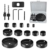 19 Stück Lochsäge Set, Sägeblattgröße 19-127 mm, mit Sechskantschlüssel, Gestänge, Montageplatte und Bohrer Lochsägen Set, für Bohren von Löchern in Edelstahl, Leichtmetall, Holz, PVC, Kunststoff