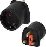 Brennenstuhl Reisestecker Adapter, Steckdosenadapter Reise (Für: England Steckdose und Euro Stecker) Farbe: schwarz (1 Stück)