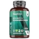 Bio Flohsamenschalen Kapseln 1400mg pro Portion - 3 Monate Vorrat - 180 vegane Kapseln - Psyllium Husk - Glutenfrei & Ohne Gentechnik - Zertifiziertes Bio Flohsamenschalenpulver von WeightWorld