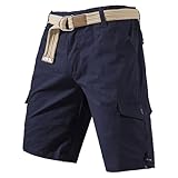 Cargo-Shorts für Herren, atmungsaktiv, mehrere Taschen, Arbeitskleidung, leger, knielang, einfarbig, leicht, bequem, Stretch, Chino-Shorts, navy, 4XL