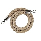 GAKYOUR Absperrseile für Warteschlangen zur Kontrolle von Menschenmengen, Warteschlangenstangenseil für Pfosten, Sicherheitsbarriere aus Hanfseil mit polierten Druckknöpfen-Silver||1.0m