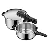 WMF Perfect One Pot Schnellkochtopf Set Induktion 2-teilig, Dampfkochtopf 4,5l + 3l, großes Kochsignal, 2 Kochstufen, abnehmbarer Deckelgriff, Edelstahl