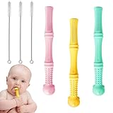 NICEIN®3pcs Beißröhrchen Zahnungshilfe,mit 3pcs Reinigungsbürsten | Bpa-Frei Silikon Beißring Baby,Beissring Baby,Beissröhrchen Baby,für Baby 6-12 Monate Sensorisches Kauen Molar Spielzeug (3pcs)