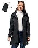 33,000ft Damen Dünne Wasserdichte Faltbar Regenmantel Regenjacke mit Kapuze, Leicht Atmungsaktive Lange Windbreaker Jacke für Frauen, Fahrrad Sport Outdoorjacke