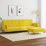 Willood Schlafsofa 2-Sitzer mit Fußhocker Gelb Samt Loungesofa Lounge Sitzmöbel Wohnzimmer Sofas3258155