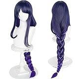UTIEHD Anime Cosplay Perücke, Genshin Impact Perücke mit zwei Perückenkappen, für Halloween, Party & etc. (Raiden Shogun Cosplay)