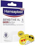 Hansaplast Sensitive XL - 5 Pflaster Strips in Größe 6 x 7 cm - Wundverband mit gutem Halt, aber sanft wieder zu entfernen +gratis ManyMore Radierer