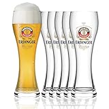 ERDINGER Weizenbierglas 0,5 l Set - 6 Weizenbiergläser 0,5 l - Ideale Weissbiergläser - ERDINGER Gläser als tolles Bier Geschenk