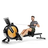 Sportstech PROwer Rudergerät für Zuhause, 32 Stufen Magnetwiderstand, LED Display, Dual Slide Rail, Bluetooth App kompatibel, leise, Ganzkörpertraining, Tablethalterung, vertikal verstaubar (Oak)