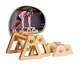 WOODPOWER® PowerBars Holz-Parallettes gelenkschonende Liegestützgriffe, Handstand-Barren & Minibarren, rutschfest für Indoor & Outdoor für Calisthenics, Körpergewichtstraining & Yoga (XS + XL Set)