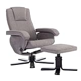 SVITA Charles Relaxsessel Hocker Sessel Fernsehsessel Drehsessel Polyester Holz Grau