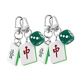 Ipetboom 4 Stück Mahjong Schlüsselanhänger Harz Dekorativer Glücksanhänger für Rucksack Tasche und Alltag Chinesisches Design Langlebig und Vielseitig Verwendbar