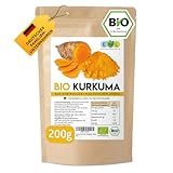 EWL Naturprodukte Kurkuma Pulver BIO, 200g Kurkuma Bio Pulver fein gemahlen, Curcuma Pulver aus kontrolliert biologischem Anbau