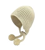 RYZGOJV Wintermütze für Damen, gestrickt, gefüttert, Bommelmützen für Mädchen, warm, Winter, Strickmütze, Totenkopfmütze, Beige, Beige