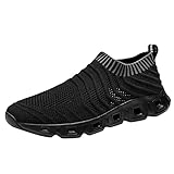 Sportschuhe für Herren, ohne Schnürsenkel, Wanderschuhe, Outdoor, Laufschuhe, Fitness, Fitnessstudio, Jogging, Sportschuhe, Herren, Sneaker, ohne Schnürsenkel, bequemer Schuh, Schwarz, 40 EU