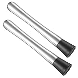 2 STK Cocktail Stößel, Cocktail Stössel, Edelstahl Cocktailstößel, Stößel für Cocktail Zubehör, Cocktail Stampfer, Eiscrusher Ice Crusher für Caipirinha Stössel Küche Bar Getränke Mojito Stampfer