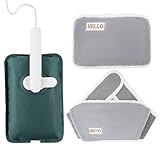 hYwecy Wiederaufladbare Elektrische Wärmflasche Mit Soft-Touch-Gürtel und Warmen Handschuh Tasche, Heißes Wasser Tasche für Hals (Grau)