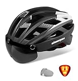 Shinmax Fahrradhelm Herren Damen Fahrradhelm mit Visier Abnehmbarer Schutzbrille MTB Helm mit Licht Männer Frauen Mountainbike Helm Mountain Road Fahrradhelme Einstellbarer Sicherheitsschutz