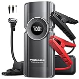 TREKURE Starthilfe Powerbank mit Kompressor, 150PSI 5500A Auto Starthilfe Powerbank für 8.5L Benzin und 8.0L Dieselmotor, 12V Booster Auto Starthilfe mit LED-Licht
