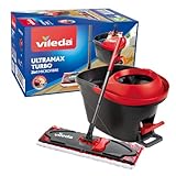 Vileda Ultramax Turbo 2in1 Bodenwischer Komplett Set, Wischmopp mit Stiel, Mikrofaserbezug und Eimer mit Powerschleuder, für alle Hartböden, Stiellänge 75-130cm