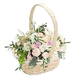 Blumenmädchenkorb, Weidenkorb, Picknickkorb, Kleiner geflochtener Korb aus Rattan-Imitat für Hochzeit, ästhetisches Fotografie-Requisiten, dekorativer Behälter für Kinderzimmer, Schlafzimmer