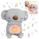 Schlummer Otter Kuscheltier mit Atembewegung und Musik, Baby Erstausstattung Neugeborene, Schlummer-Koala mit Herzschlag, Baby Spielzeug 0 Monate +, Babyparty und Neugeborenen Geschenk