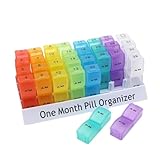 Pillen-Organizer – 32 Tabletten-Organizer mit herausnehmbaren Fächern | 31 Tage AM/PM Pillenbox für den täglichen Gebrauch | einfach zu verriegelnde Deckel-Pillendose für Vitamin