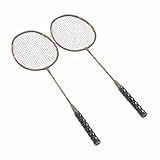 Jonlaki Badminton Racket Set, Badminton Racquet Racket mit Aufbewahrungstasche 2pcs Leichtes Eisenlegiersport - -Schläger für das Training für Unterhaltung (Gold)