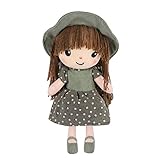 FakeFace Stoffpuppe babypuppe Püppchen mit Haar Baby Kinder Mädchen Deko Weiche Baby Puppe Doll Kuschelpuppe Taufgeschenk Plüschtier Gefüllte Puppen Mädchen Plüsch Spielzeug 40cm (Puppe-A-Grün)