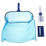BCOATH Pool Reinigungsset mit Feinmaschigem Netz Teiligem Bürstenkit Teleskopstange Effizientes Laubkescher Bodenkescher Schwimmbad Spa und Teichpflege
