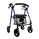 Parvum Nova Rollator Blau, Leicht und faltbar für Innen- und Außennutzung, mit Sitz, für Senioren von 1,60 bis 1,85 m und bis zu 120 kg Traglast