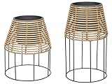 Pflanzenständer 2er Set Rattan braun rund Outdoor & Indoor mit Innentopf Borago