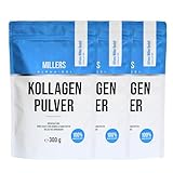 100% reines Kollagen Pulver – Kollagen Peptide – Collagen Protein – Millers Alpha-Gel 3 x 300 g – Ohne Zusatzstoffe – Geschmacksneutral – Collagen Pulver in Deutschland hergestellt