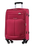 BEIBYE Leichter Stoffkoffer Kofferset Trolley Außentaschen Dehungsfuge mehr Stauraum mit Zahlenschloss (Weinrot, M-Handgepäck-54cm)