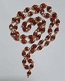 Rudraksha Mala aus indischem Holz, 5 Ziffern, mit goldener Kappe, Braun