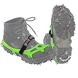 ALPIDEX Grödel Steigeisen für Bergschuhe mit Edelstahlspikes 21 Zähne Schuhkrallen Schuhspikes Crampons Klettern Bergsteigen Trail Running Winter Outdoor, Größe:XL, Farbe:Green