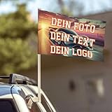 Personalisiert Foto-Autoflagge maßgeschneidert Autofahne Mit Eigenem Foto/LOGO/Text, Fahne für Auto selbst gestalten, Nur Flagge, 12x18in (45x30cm）
