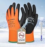 Schwer 2 Paar Winter-Arbeitshandschuhe, Level C schnittfeste Gefrierhandschuhe, PFAS Frei,wasserdichte Handschuhe zum Schneeschaufeln und Eisfischen,L