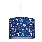 Relaxdays Hängelampe Kinderzimmer, Weltraum-Motiv, HxD: 155 x 35 cm, Pendelleuchte Mädchen & Junge, Kinderlampe, bunt