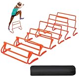 REDCAMP 6er-Pack Agility Training Hürden, 4 höhenverstellbare Speed Training Hürden Set, tragbares Speed Training Equipment mit Tragetasche, orange