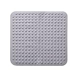 48 x 48 cm Duschmatte, Antirutschmatte mit Saugnäpfen, Waschmaschinenfest, Quadrat, Grau