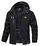 MAGCOMSEN Snowboardjacke Herren Softshell Winterjacke Winddicht Funktionsjacke Winter Wasserdicht Skijacke Atmungsaktiv Winterparka mit Innenfleece Schwarz XL