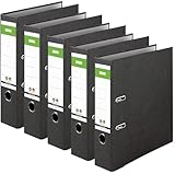 Original DINOR Ordner-Wolkenmarmor-Recycling - Made in Germany. 8 cm breit DIN A4 schwarz Aktenordner Briefordner Büroordner Pappordner Blauer Engel (8cm breit | 5er Pack)